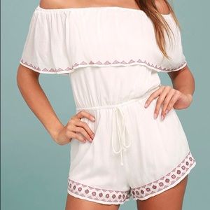 NWT LULUS Oaxaca ivory embroidered romper